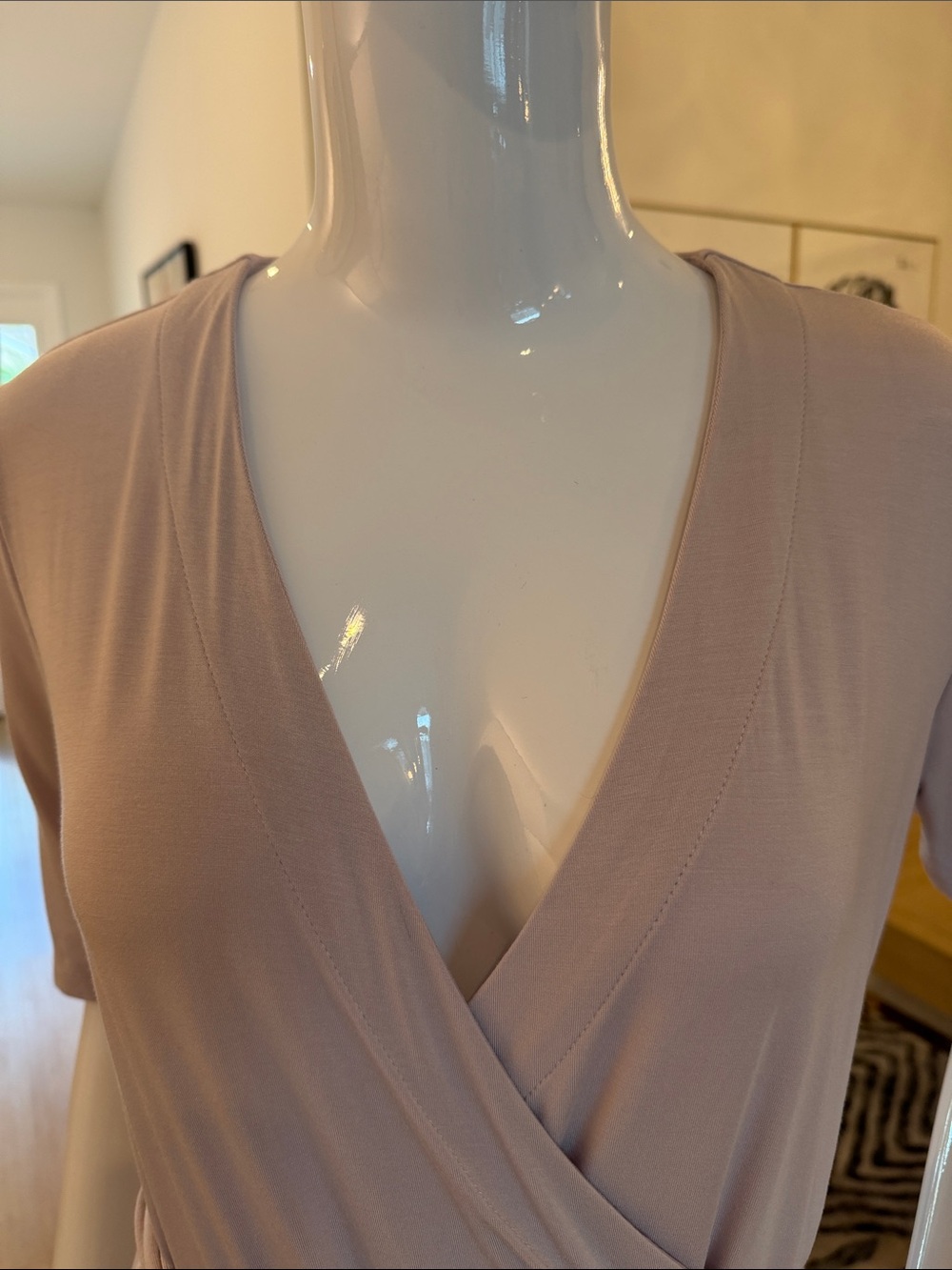 Barefoot Dreams 3/4 sleeve Wrap Dress Pale Lilac - Picture 2 of 13